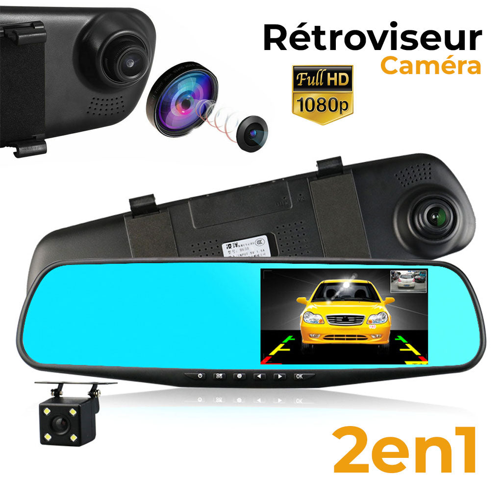 Rétroviseur et Caméra de voiture avant arrière FHD 1080P 4.3P - تنزوت