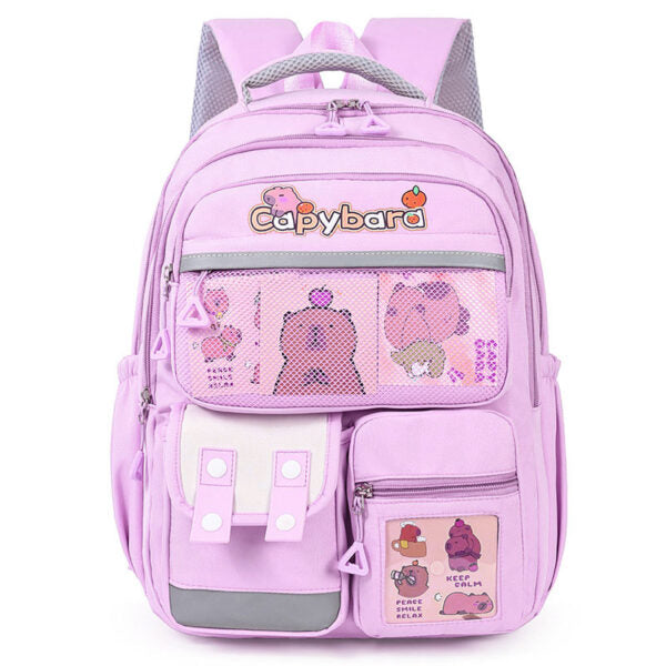 Sac à Dos Enfant Kawaii Capybara Mauve – حقيبة ظهر للأطفال بنفسجي تنزوت