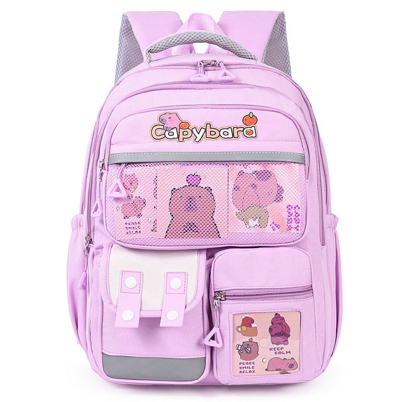 Sac à Dos Enfant Kawaii Capybara Bleu Nuit – حقيبة ظهر للأطفال أزرق ليلي