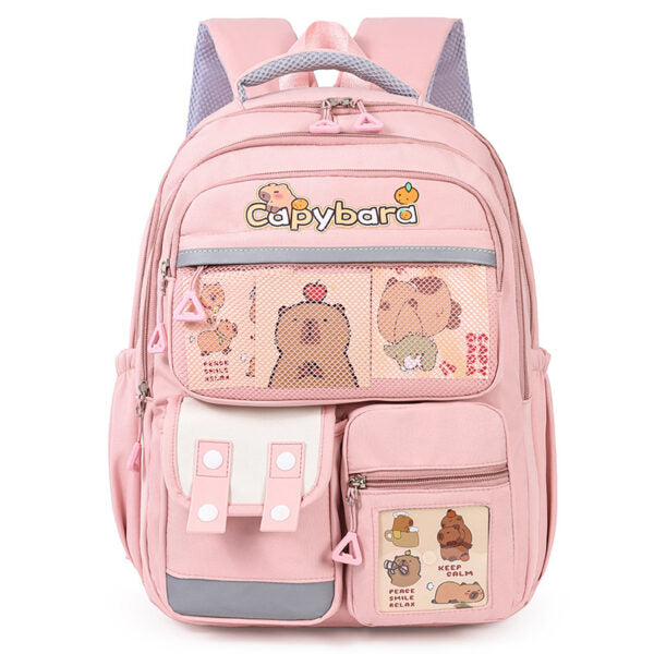 Sac à Dos Enfant Kawaii Capybara Rose – حقيبة ظهر للأطفال وردي تنزوت