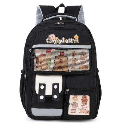 Sac à Dos Enfant Kawaii Capybara Noir – حقيبة ظهر للأطفال سوداء تنزوت