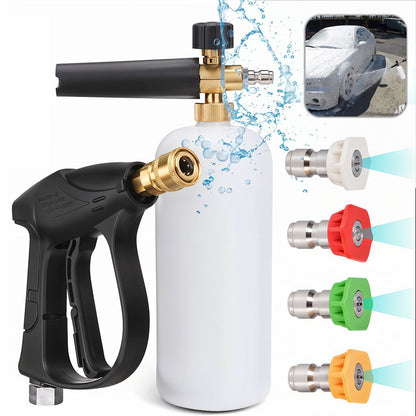 Kit de Lavage Auto Ultime Haute Pression avec Pistolet à Mousse et 5 Buses de Lavage – طقم غسل السيارات - تنزوت