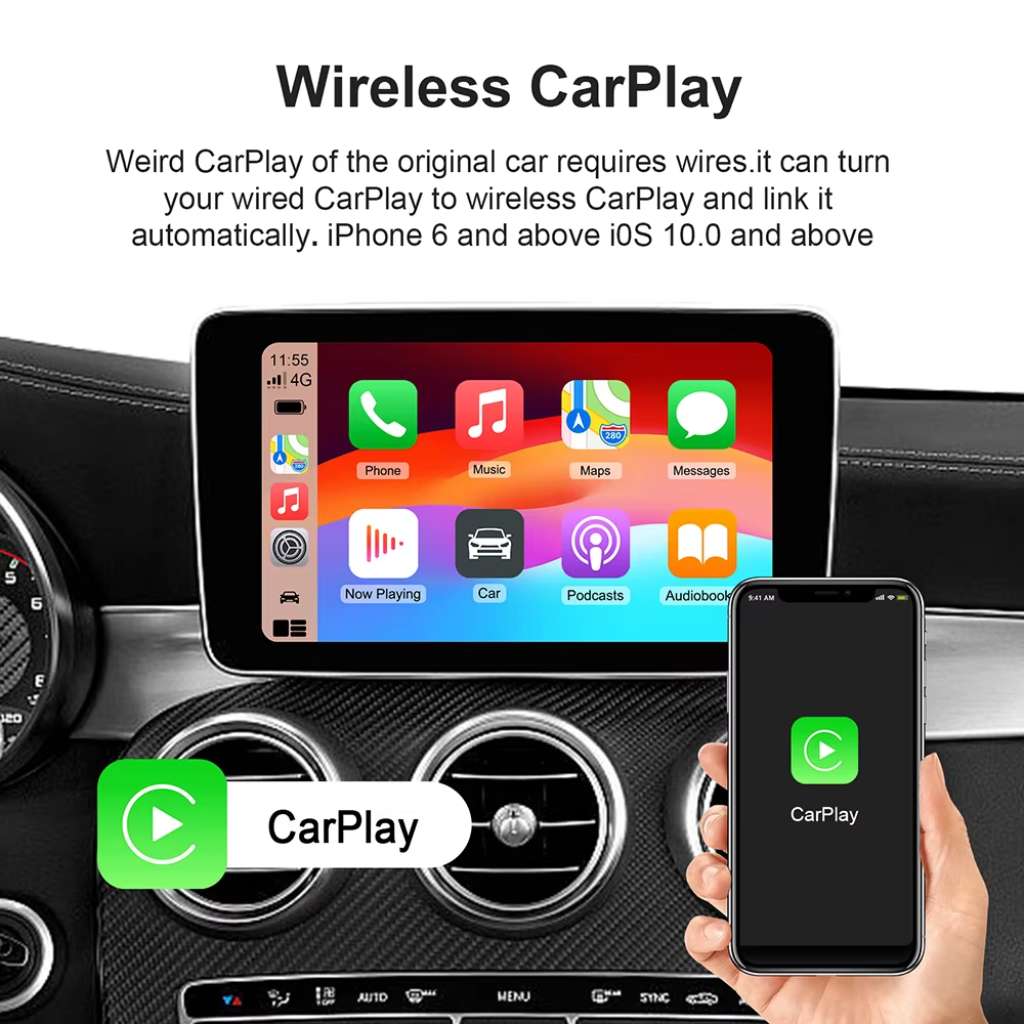 Box CarPlay Sans Fil Android 13 pour Voiture Stockage 32GB + 2GB RAM – جهاز ميديا بنظام أندرويد 13