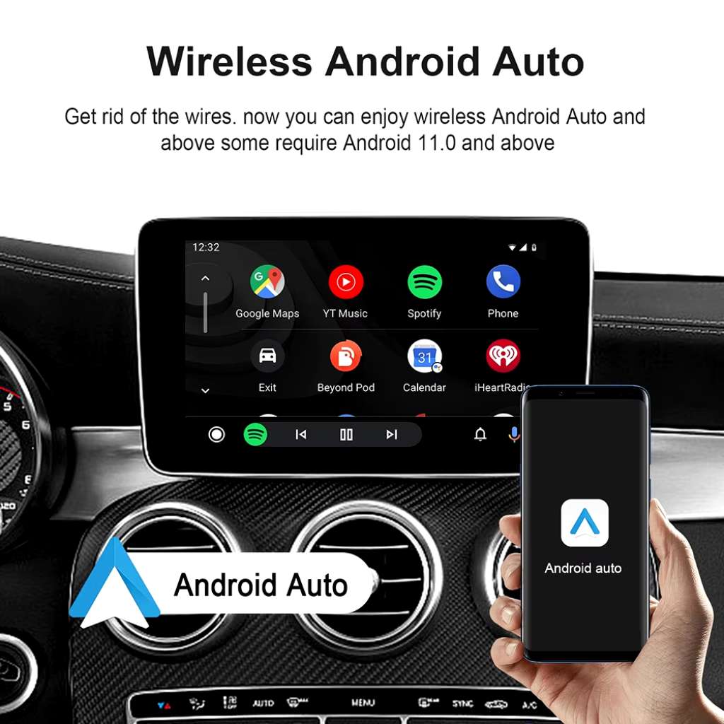 Box CarPlay Sans Fil Android 13 pour Voiture Stockage 32GB + 2GB RAM – جهاز ميديا بنظام أندرويد 13