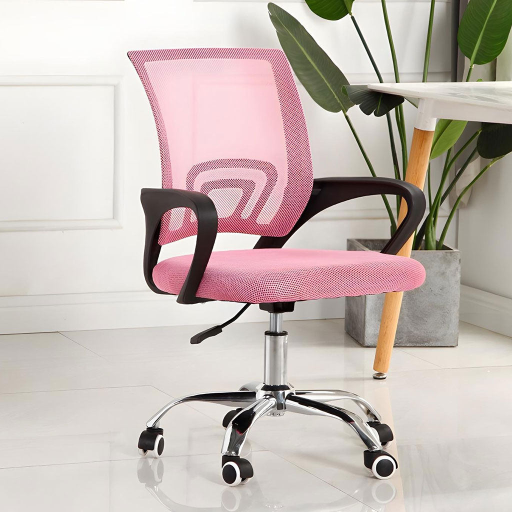 Chaise de Bureau Ergonomique avec Support Lombaire Rose – كرسي مكتب مريح مع دعامة للظهر تنزوت