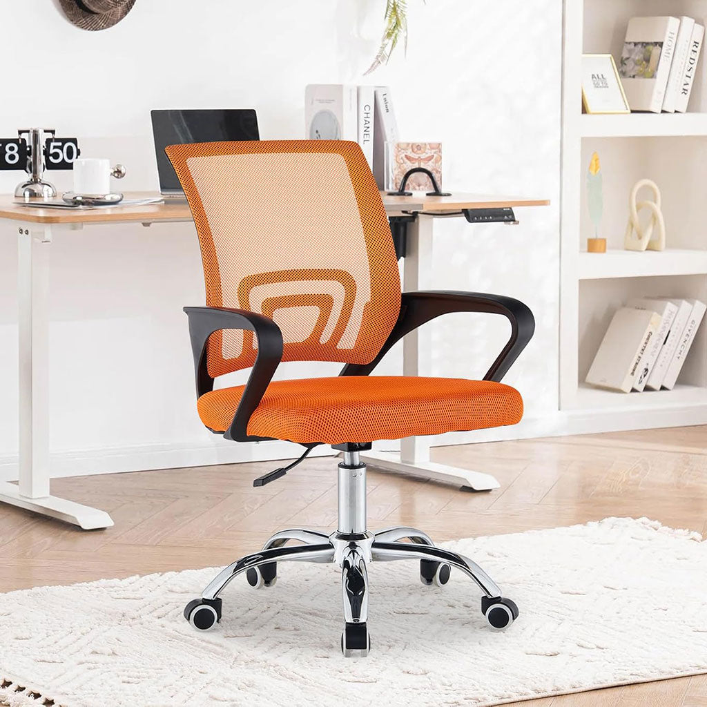 Chaise de Bureau Ergonomique avec Support Lombaire Orange – كرسي مكتب مريح مع دعامة للظهر