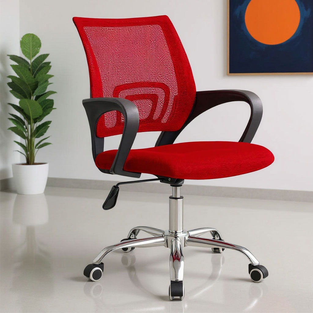 Chaise de Bureau Ergonomique avec Support Lombaire Rouge – كرسي مكتب مريح مع دعامة للظهر تنزوت