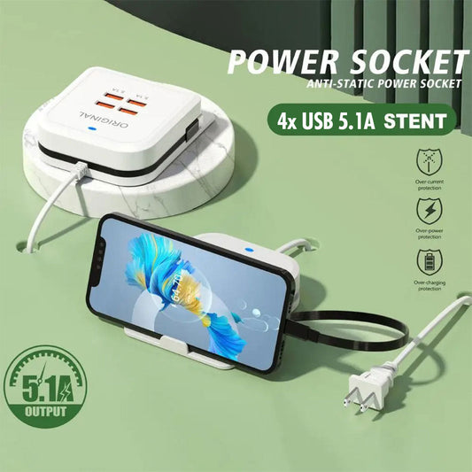 Station de charge rapide universel multiports 4 USB avec Cable Type-C – شاحن متعدد المنافذ - تنزوت