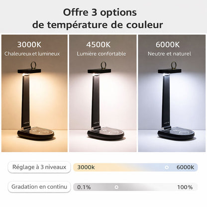 Lampe de bureau et chargeur de téléphone portable sans fil 15 W – مصباح مكتب وشاحن لاسلكي