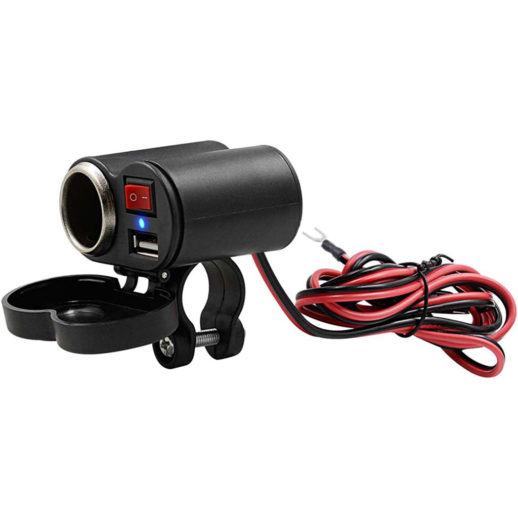 Chargeur USB 12 V pour guidon de moto avec prise allume-cig–are – مقبس طاقة لدرجات النارية