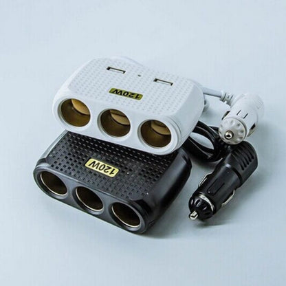 Chargeur de voiture avec 2 USB et 3 allume-cigare 5V
