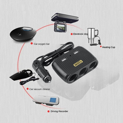 Chargeur de voiture avec 2 USB et 3 allume-cigare 5V
