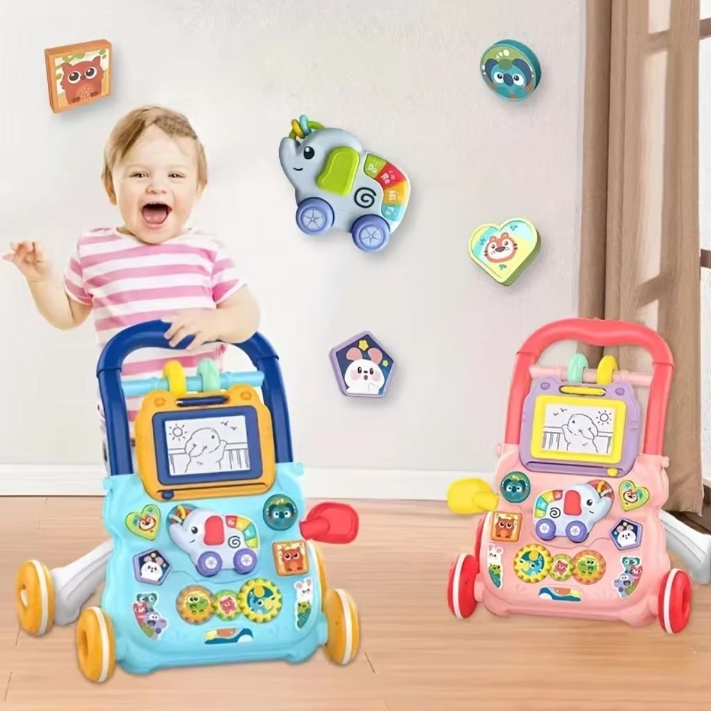 Trotteur Éducatif 2 en 1 avec Tableau de Dessin et Panneau Musical pour Bébé – مشاية تعليمية 2 في 1 مع لوحة رسم ولوحة موسيقية للأطفال