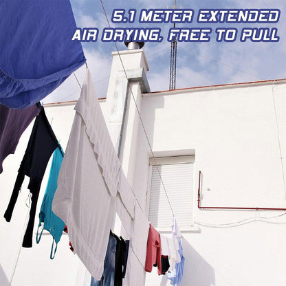 Corde à Linge Rétractable 5.1m en Acier Inoxydable Capacité 20KG – حبل غسيل قابل للسحب