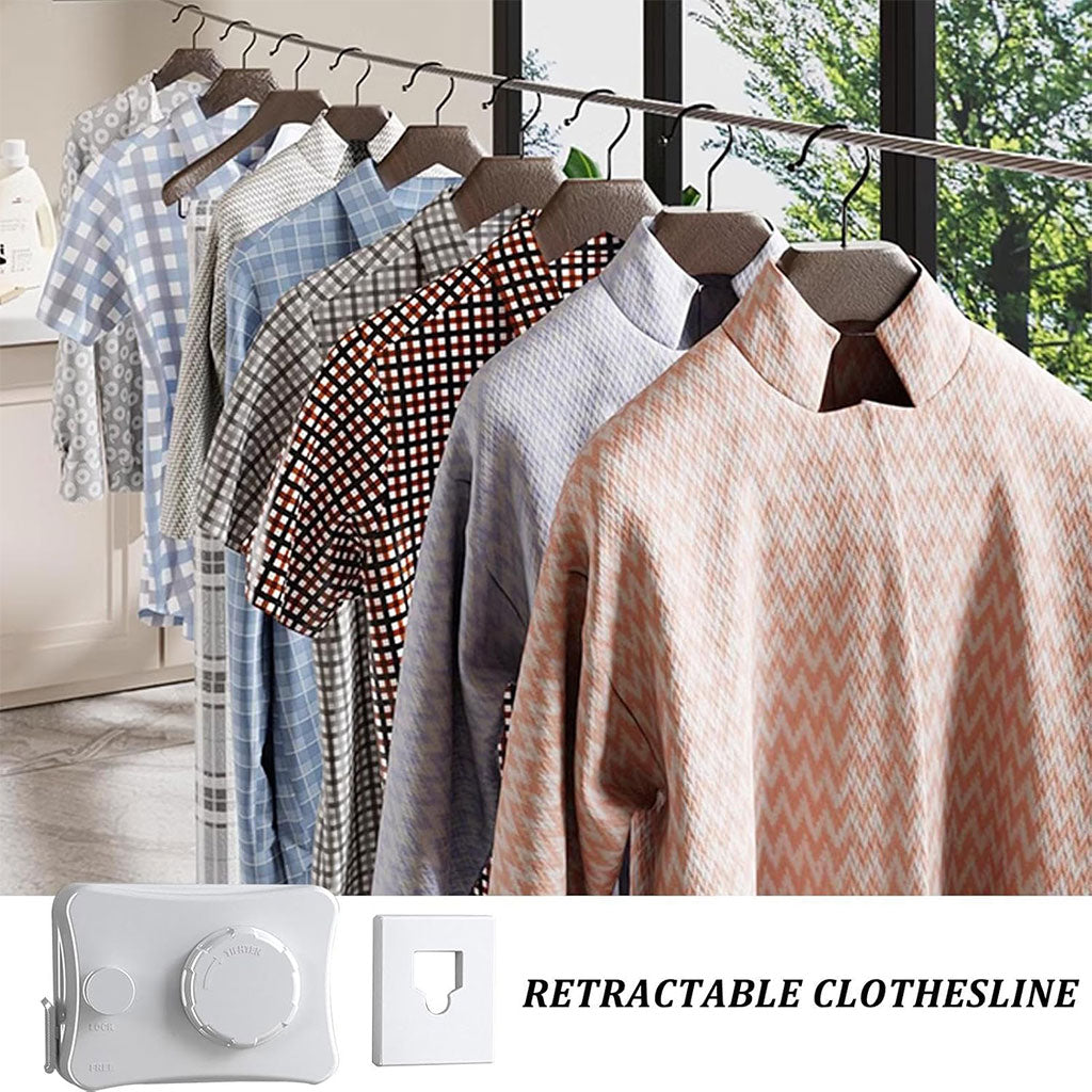 Corde à Linge Rétractable 5.1m en Acier Inoxydable Capacité 20KG – حبل غسيل قابل للسحب