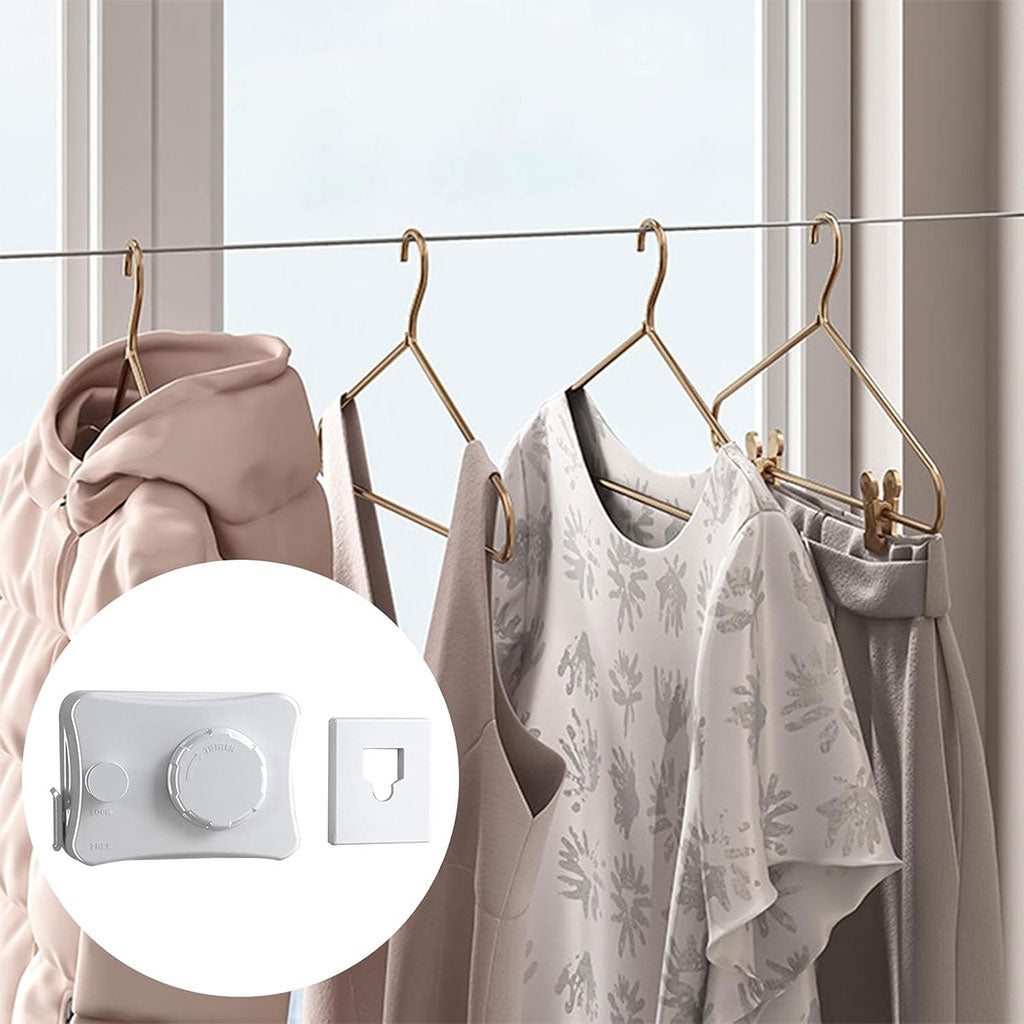 Corde à Linge Rétractable 5.1m en Acier Inoxydable Capacité 20KG – حبل غسيل قابل للسحب