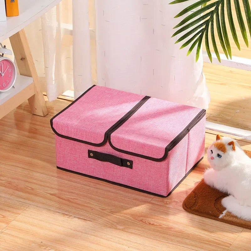 Coffres de rangement pliables en tissu Double ouverture , avec poignées en corde de coton