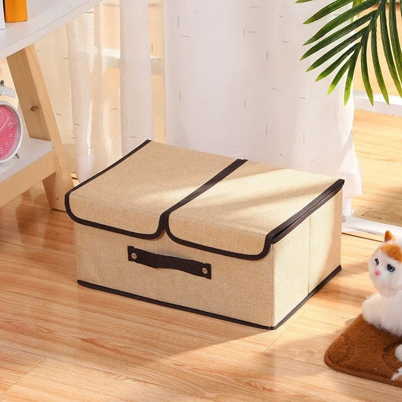 Coffres de rangement pliables en tissu Double ouverture , avec poignées en corde de coton