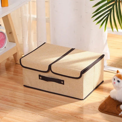 Coffres de rangement pliables en tissu Double ouverture , avec poignées en corde de coton