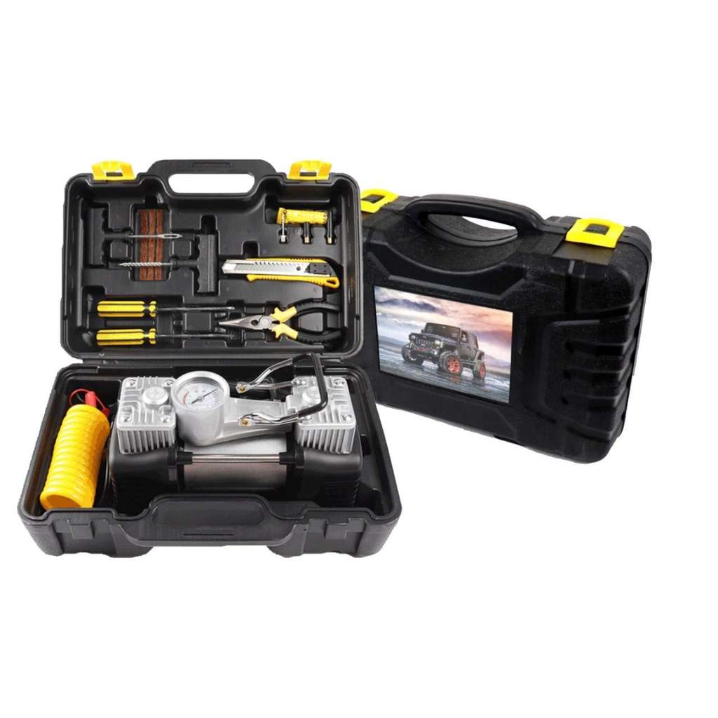 Compresseur d’Air Double Cylindre SHREESAMP avec Kit de réparation 12V -150PSI – مضخة هواء مزدوجة الأسطوانة مع أدوات التصليح