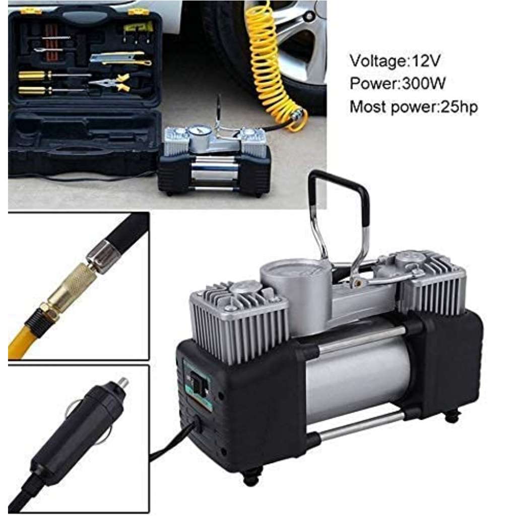 Compresseur d’Air Double Cylindre SHREESAMP avec Kit de réparation 12V -150PSI – مضخة هواء مزدوجة الأسطوانة مع أدوات التصليح