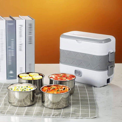 Boîte à Lunch Électrique Portable avec 2 Récipients Amovibles en Acier Inoxydable – علبة تسخين طعام