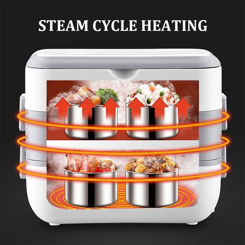 Boîte à Lunch Électrique Portable avec 2 Récipients Amovibles en Acier Inoxydable – علبة تسخين طعام