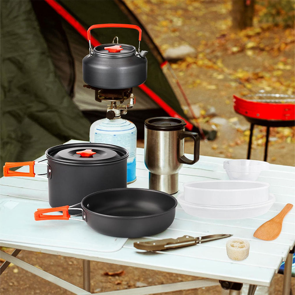 Ensemble de cuisine portable en alliage d’aluminium pour camping – طقم أدوات الطبخ للتخييم