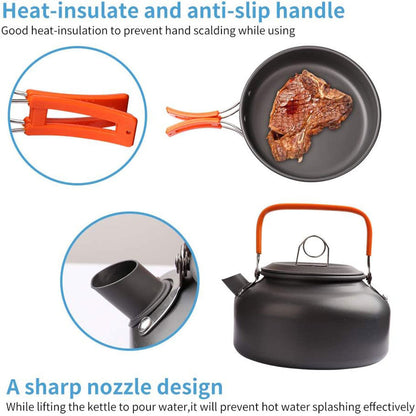 Ensemble de cuisine portable en alliage d’aluminium pour camping – طقم أدوات الطبخ للتخييم