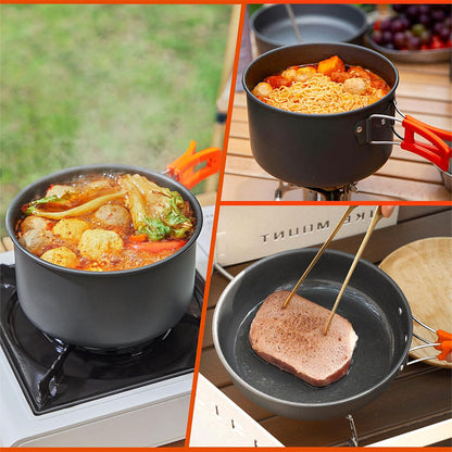 Ensemble de cuisine portable en alliage d’aluminium pour camping – طقم أدوات الطبخ للتخييم
