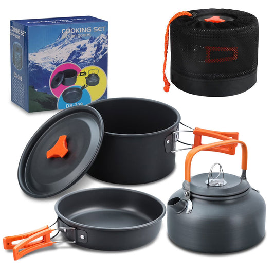Ensemble de cuisine portable en alliage d’aluminium pour camping – طقم أدوات الطبخ للتخييم