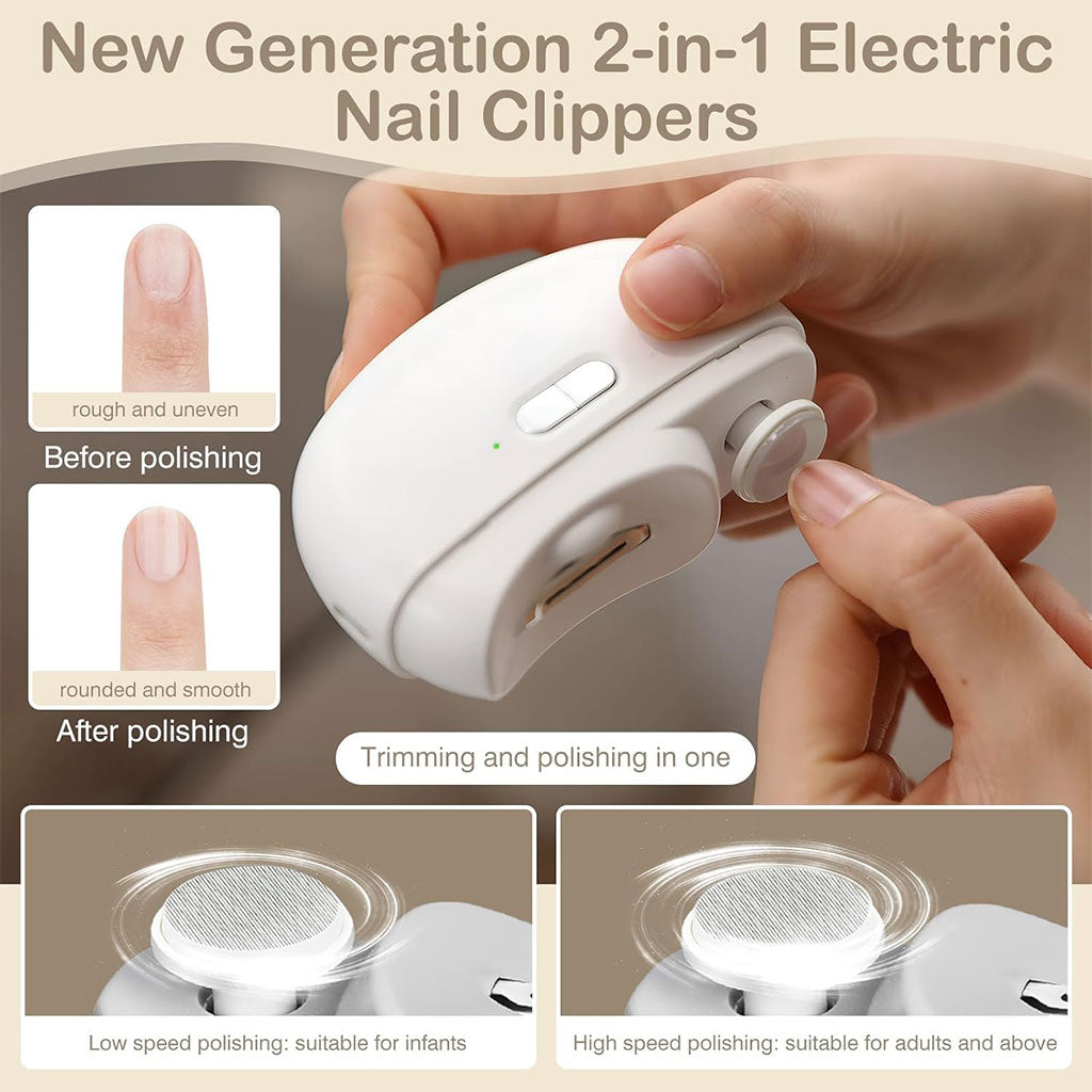 Coupe-ongles électrique 2 en 1 avec lumière LED – جهاز تقليم الأظافر للصغار والكبار