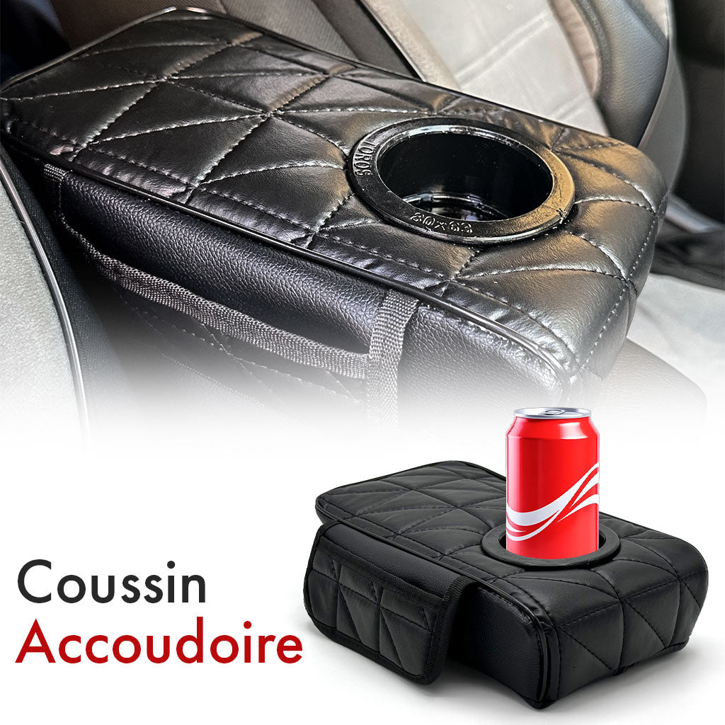 Coussin d’accoudoir de voiture avec porte-gobelet V2 – وسادة منظم الأغراض في السيارة تنزوت