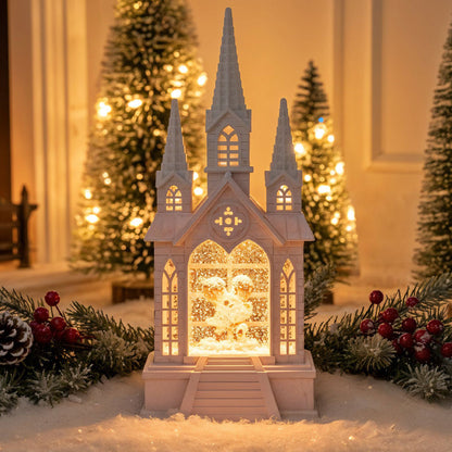 Château à neige lumineux avec paillettes tourbillonnantes – ديكور قلعة الثلج - تنزوت