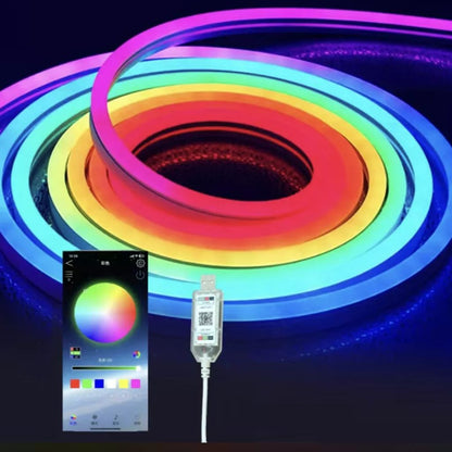 Bande LED Néon Flexible RGB 5m avec Bluetooth et USB – شريط إضاءة نيون مرن بطول 5 أمتار مع بلوتوث