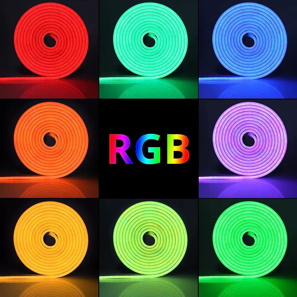 Bande LED Néon Flexible RGB 5m avec Bluetooth et USB – شريط إضاءة نيون مرن بطول 5 أمتار مع بلوتوث