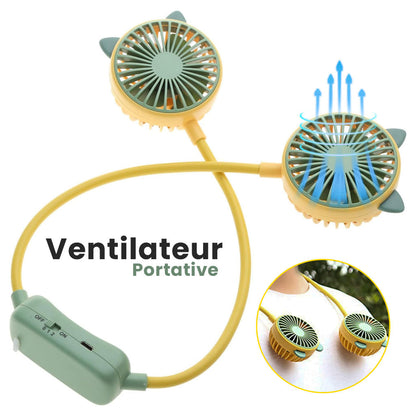 Ventilateur de Cou Portable 2 Vitesses Rechargeable par USB – مروحة عنق تنزوت