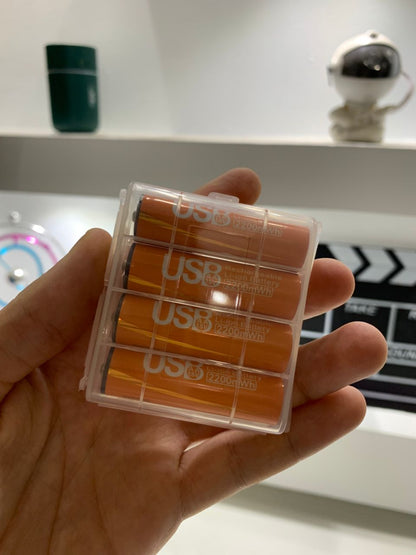 Pack de 4 Piles Rechargeables USB Type-C – AA 1.5V 2200 mAh – علبة من 4 بطاريات قابلة للشحن