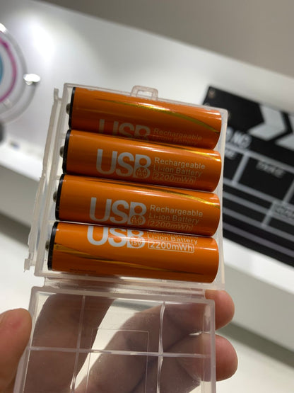 Pack de 4 Piles Rechargeables USB Type-C – AA 1.5V 2200 mAh – علبة من 4 بطاريات قابلة للشحن