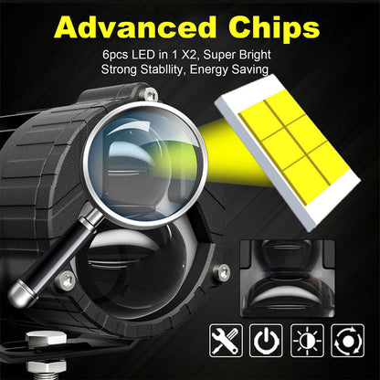 Paire de Phares Additionnels LED pour Moto – Projecteurs Anti-Brouillard 2Pcs – مصابيح دراجة نارية