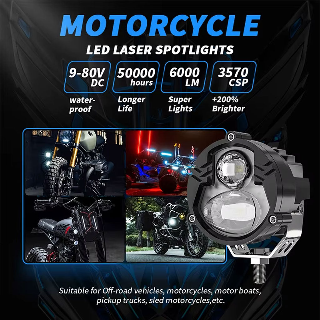 Paire de Phares Additionnels LED pour Moto – Projecteurs Anti-Brouillard 2Pcs – مصابيح دراجة نارية
