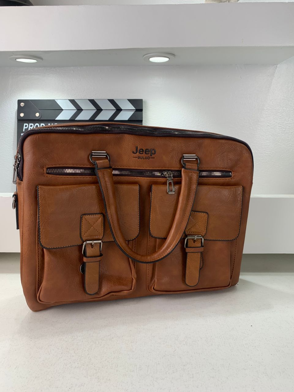 Cartable Homme en Simili Cuir Design Élégant Jeep Marron – حقيبة جلدية لون بني