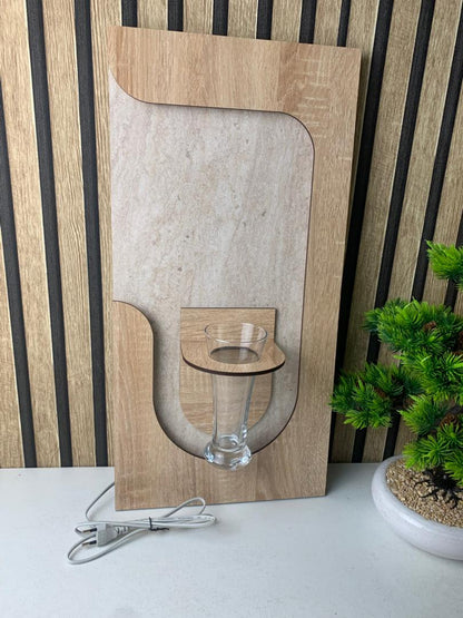 Panneau Mural Décoratif avec Éclairage LED Design Moderne en Bois V3