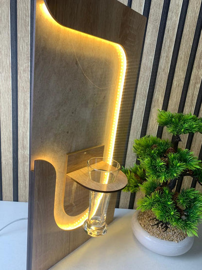 Panneau Mural Décoratif avec Éclairage LED Design Moderne en Bois V3