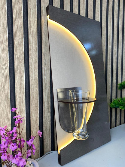Panneau Mural Décoratif avec Éclairage LED Design Moderne en Bois V4