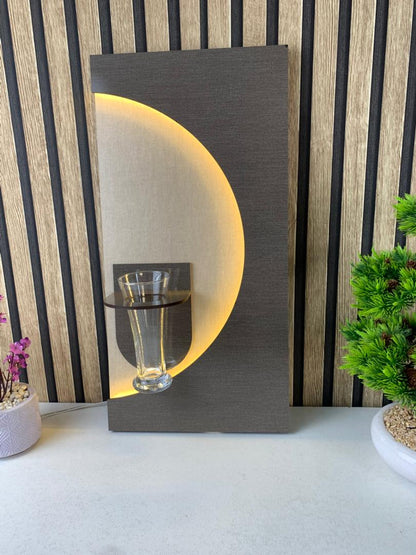Panneau Mural Décoratif avec Éclairage LED Design Moderne en Bois V4