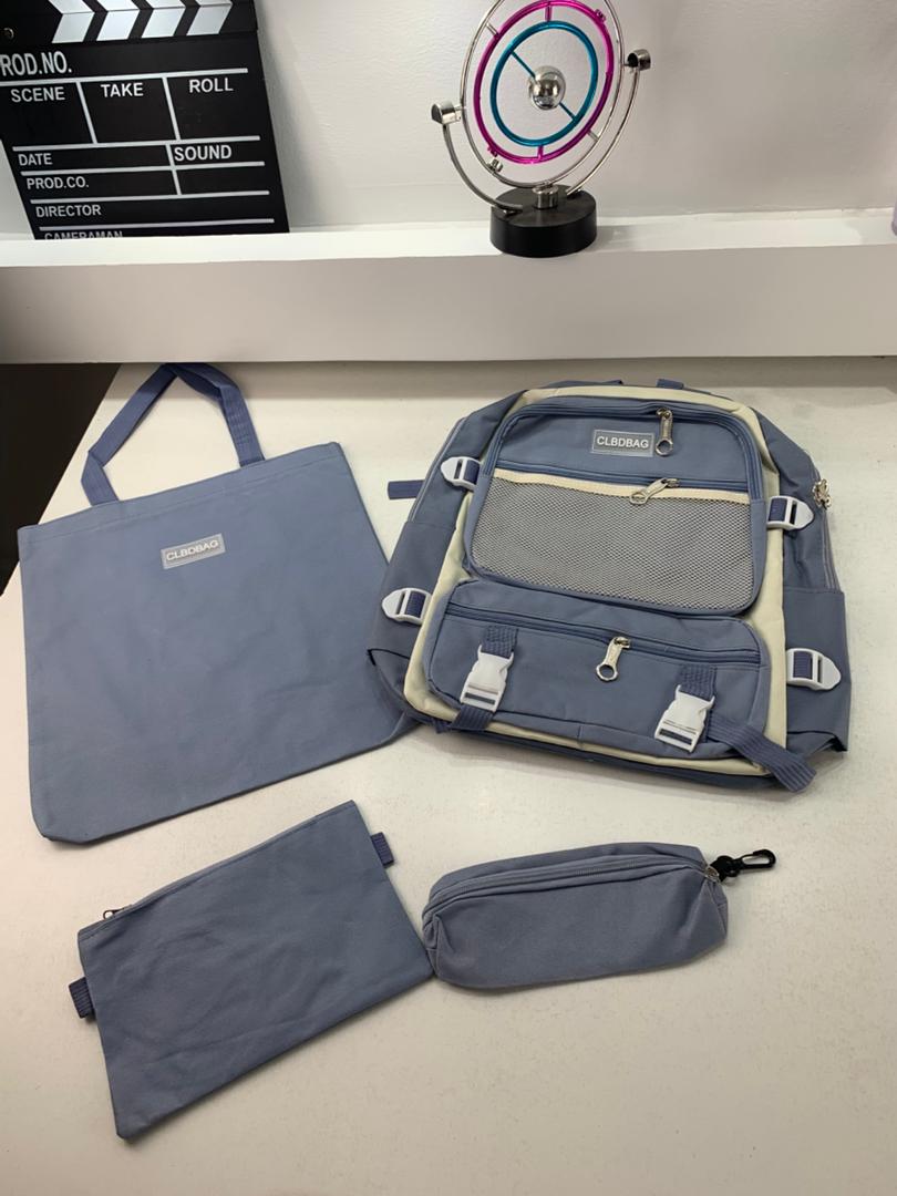 Ensemble de sacs d’école Kawai pour adolescents 4Pcs CLBD V3 Bleu – محفظة 4 قطع كاواي أزرق