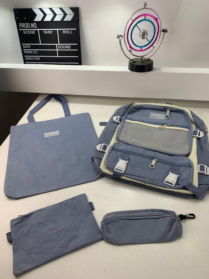 Ensemble de sacs d’école Kawai pour adolescents 4Pcs CLBD V3 Bleu – محفظة 4 قطع كاواي أزرق
