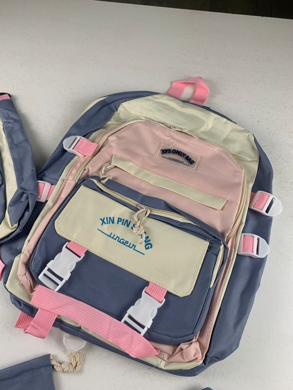 Ensemble de sacs d’école Kawai pour adolescents 5Pcs Xin Pin Shang Bleu – محفظة 5 قطع كاواي أزرق