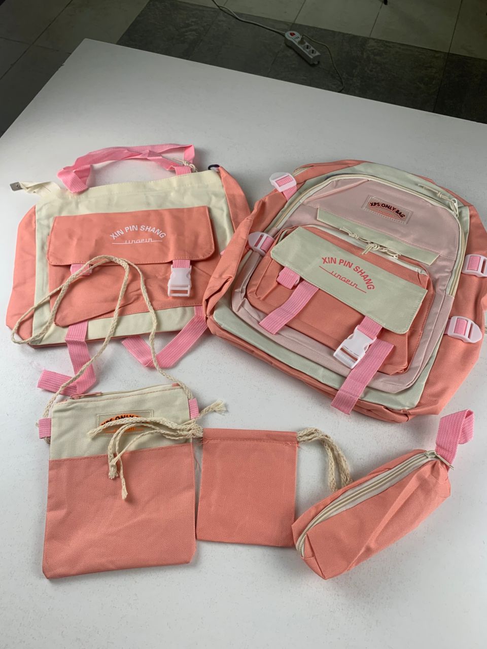 Ensemble de sacs d’école Kawai pour adolescents 5Pcs Xin Pin Shang Rose – محفظة 5 قطع كاواي وردي